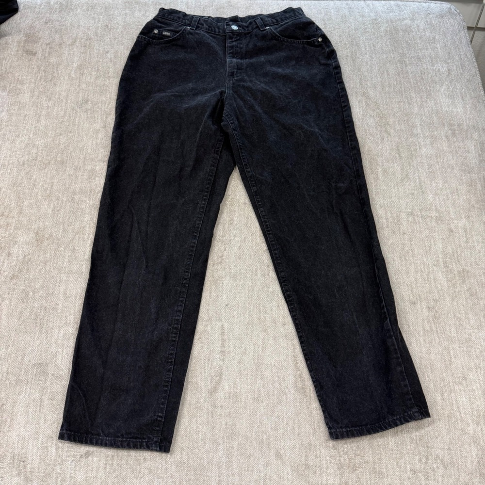 Lee Vintage 90s Black High Waisted Straight Leg Cotton Jeans Size 12M 28x29